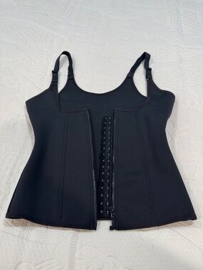 Black Sculpting Body Tank with Hook-and-Zip Closure